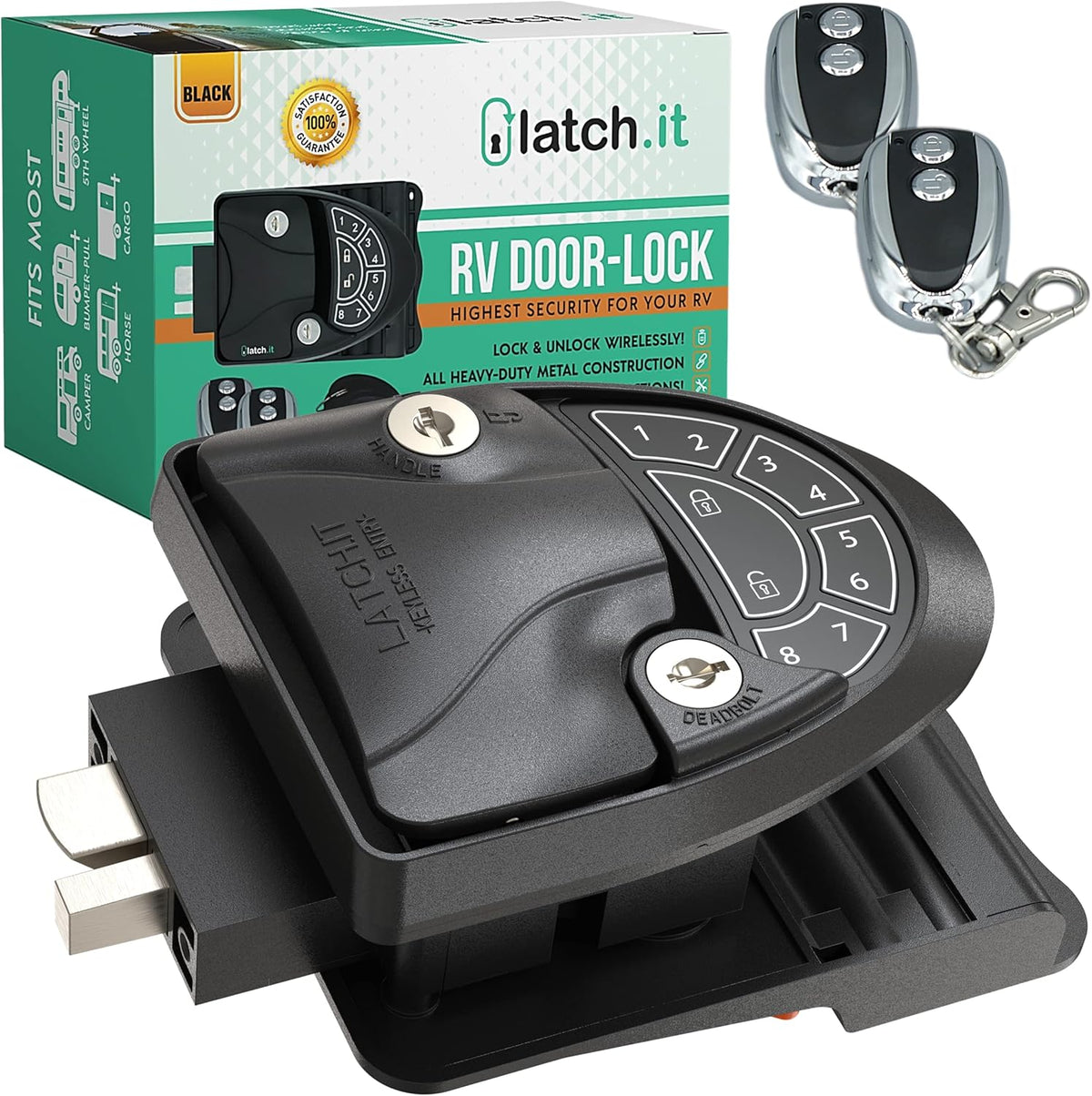 RV Keyless Entry Door Lock | 2022 RV Lock Keyless Entry | All Metal Keyless RV Door Lock | Keyless RV Locks w/ 2 Fobs, Gasket, Screwdriver & More | Will Only Fit 2.75 x 3.75 Lock Hole
