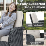 Patio Wicker Chairs Swivel Rocker – Outdoor Swivel Rocking Chairs Set of 2 with Rattan Side Table, Patio Swivel Glider Chair 3 Piece Patio Furniture Sets for Deck Porch Pool Brown/Blue
