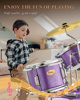 Kids Drum KIt Eastar 3-Piece for Beginners, 14 inch Drum Set with Adjustable Throne, Cymbal, Pedal & Two Pairs of Drumsticks, Junior Drum Set with Bass Tom Snare Drum, Metallic Sky Blue