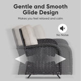 Patio Wicker Chairs Swivel Rocker – Outdoor Swivel Rocking Chairs Set of 2 with Rattan Side Table, Patio Swivel Glider Chair 3 Piece Patio Furniture Sets for Deck Porch Pool Brown/Blue