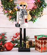 Ornativity Christmas Dog Mom Nutcracker ?C White and Black Wooden Nutcracker Woman with Dog on Leash and a Smartphone in Hand Xmas Themed Holiday Nut Cracker Doll Figure Decorations 15