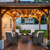 Patio Wicker Chairs Swivel Rocker – Outdoor Swivel Rocking Chairs Set of 2 with Rattan Side Table, Patio Swivel Glider Chair 3 Piece Patio Furniture Sets for Deck Porch Pool Brown/Blue