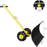 Outvita Snow Shovel with Wheels, 29 Wide 18 Long Snow Plow Shovel Angle & Height Adjustable Padded Handle Efficient Snow Clean Tool for Driveway or Pavement (Yellow)