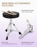 Kids Drum KIt Eastar 3-Piece for Beginners, 14 inch Drum Set with Adjustable Throne, Cymbal, Pedal & Two Pairs of Drumsticks, Junior Drum Set with Bass Tom Snare Drum, Metallic Sky Blue