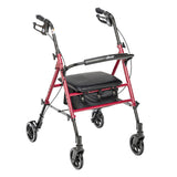 Drive Medical Adjustable Height Aluminum Frame Rollator with 6 Inch Casters, Red?? Last Day For Clearance