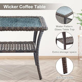Patio Wicker Chairs Swivel Rocker – Outdoor Swivel Rocking Chairs Set of 2 with Rattan Side Table, Patio Swivel Glider Chair 3 Piece Patio Furniture Sets for Deck Porch Pool Brown/Blue