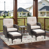 Patio Wicker Chairs Swivel Rocker – Outdoor Swivel Rocking Chairs Set of 2 with Rattan Side Table, Patio Swivel Glider Chair 3 Piece Patio Furniture Sets for Deck Porch Pool Brown/Blue