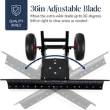 Best Choice Products 36in Galvanized Blade Heavy-Duty 2-Wheel Snow Pusher Hand Plow for Snow Removal w/Wheels, Adjustable Handle, Blade Angle – Black