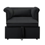 3 in 1 Sleeper Sofa Bed, Futon Sofa Bed for Living Room with Side Pocket, Black Sleepers Sofa Couch with Pullout Bed, Convertible Love Seat Sleepers Bed for Living Room, Bedroom, Small Space