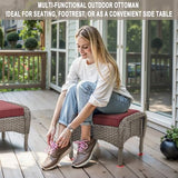 Patio Wicker Chairs Swivel Rocker – Outdoor Swivel Rocking Chairs Set of 2 with Rattan Side Table, Patio Swivel Glider Chair 3 Piece Patio Furniture Sets for Deck Porch Pool Brown/Blue