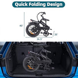 Folding Electric Bike for Adults, 20??3.0 Fat Tire Electric Bicycle, 374.4Wh Battery Ebike, 20MPH Electric Cargo Bike with LCD Color Display & 6 Speed Gears (Fits for 5’0+)