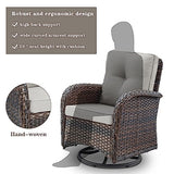 Patio Wicker Chairs Swivel Rocker – Outdoor Swivel Rocking Chairs Set of 2 with Rattan Side Table, Patio Swivel Glider Chair 3 Piece Patio Furniture Sets for Deck Porch Pool Brown/Blue