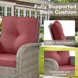 Patio Wicker Chairs Swivel Rocker – Outdoor Swivel Rocking Chairs Set of 2 with Rattan Side Table, Patio Swivel Glider Chair 3 Piece Patio Furniture Sets for Deck Porch Pool Brown/Blue