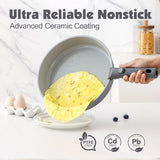 SENSARTE 17 Piece Ceramic Pots and Pans Set, Nonstick Detachable Handle Cookware, Induction Kitchen Cookware Set with Removable Handle, Dishwasher ?? Oven Safe (Gray)