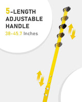 Outvita Snow Shovel with Wheels, 29 Wide 18 Long Snow Plow Shovel Angle & Height Adjustable Padded Handle Efficient Snow Clean Tool for Driveway or Pavement (Yellow)