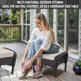 Patio Wicker Chairs Swivel Rocker – Outdoor Swivel Rocking Chairs Set of 2 with Rattan Side Table, Patio Swivel Glider Chair 3 Piece Patio Furniture Sets for Deck Porch Pool Brown/Blue