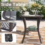 Patio Wicker Chairs Swivel Rocker – Outdoor Swivel Rocking Chairs Set of 2 with Rattan Side Table, Patio Swivel Glider Chair 3 Piece Patio Furniture Sets for Deck Porch Pool Brown/Blue
