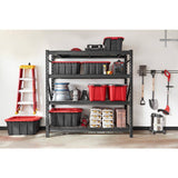 Husky Black 4-Tier Heavy Duty Industrial Welded Steel Garage Shelving Unit (77 in. W x 78 in. H x 24 in. D)