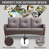 Patio Wicker Chairs Swivel Rocker – Outdoor Swivel Rocking Chairs Set of 2 with Rattan Side Table, Patio Swivel Glider Chair 3 Piece Patio Furniture Sets for Deck Porch Pool Brown/Blue