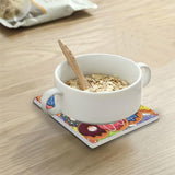 Donuts Square Coasters for Drinks 4 Packs, Absorbent Heat-Resistant Ceramic Stone Coaster Desktop Protector with Cork Base for Kitchen Bar Home Decor, 3.9 Inch