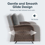 Patio Wicker Chairs Swivel Rocker – Outdoor Swivel Rocking Chairs Set of 2 with Rattan Side Table, Patio Swivel Glider Chair 3 Piece Patio Furniture Sets for Deck Porch Pool Brown/Blue
