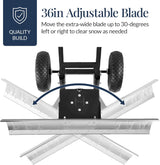 Best Choice Products 36in Galvanized Blade Heavy-Duty 2-Wheel Snow Pusher Hand Plow for Snow Removal w/Wheels, Adjustable Handle, Blade Angle – Black