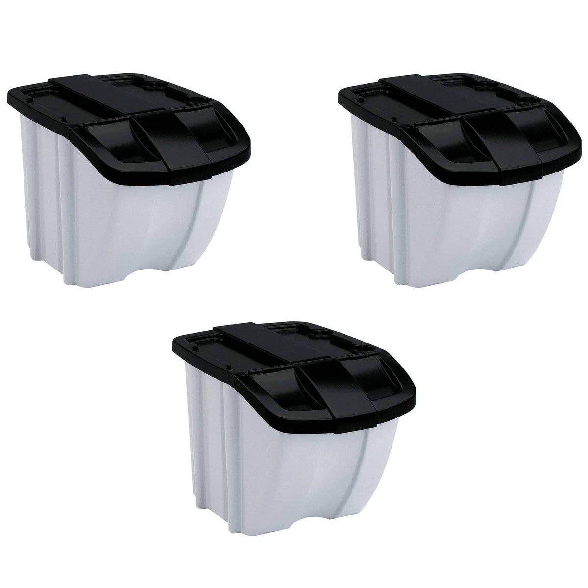 Suncast 18 Gallon Indoor or Outdoor Stacking Recycle Storage Bin, Gray (3 Pack)