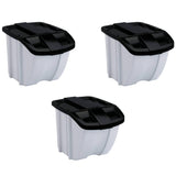 Suncast 18 Gallon Indoor or Outdoor Stacking Recycle Storage Bin, Gray (3 Pack)