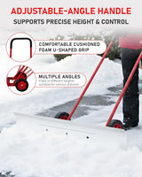 Outvita Snow Shovel with Wheels, 29 Wide 18 Long Snow Plow Shovel Angle & Height Adjustable Padded Handle Efficient Snow Clean Tool for Driveway or Pavement (Yellow)