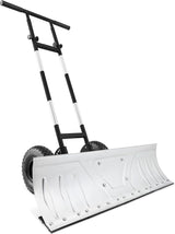 Best Choice Products 36in Galvanized Blade Heavy-Duty 2-Wheel Snow Pusher Hand Plow for Snow Removal w/Wheels, Adjustable Handle, Blade Angle – Black
