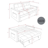 3 in 1 Sleeper Sofa Bed, Futon Sofa Bed for Living Room with Side Pocket, Black Sleepers Sofa Couch with Pullout Bed, Convertible Love Seat Sleepers Bed for Living Room, Bedroom, Small Space