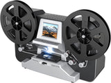 8mm Super 8 Reels to Digital MovieMaker Film Scanner Converter, Pro Film Digitizer Machine with 2.4 LCD, Silver (Convert 3 inch and 5 inch Film reels into Digital) with 32 GB SD Card
