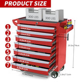 Rolling Tool Chest, Metal Tool Box with 5 Drawers, Lockable Garage Storage Cabinets Sliding Tool Drawer Cart on Wheels Toolbox Organization Workbench for Workshop Warehouse Repair Shop