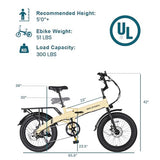 Folding Electric Bike for Adults, 20??3.0 Fat Tire Electric Bicycle, 374.4Wh Battery Ebike, 20MPH Electric Cargo Bike with LCD Color Display & 6 Speed Gears (Fits for 5’0+)