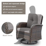 Patio Wicker Chairs Swivel Rocker – Outdoor Swivel Rocking Chairs Set of 2 with Rattan Side Table, Patio Swivel Glider Chair 3 Piece Patio Furniture Sets for Deck Porch Pool Brown/Blue