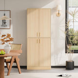 Cozy Castle Kitchen Pantry Cabinet, 71 Tall Wood Storage Cabinet with Doors and Shelves 4 Doors Freestanding Cupboard Utility Hutch for Dining Room Living Room Bathroom Furniture, Gray