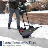 Best Choice Products 36in Galvanized Blade Heavy-Duty 2-Wheel Snow Pusher Hand Plow for Snow Removal w/Wheels, Adjustable Handle, Blade Angle – Black