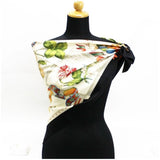 Pre-Owned Salvatore Ferragamo Ferragamo Silk Scarf Muffler Black x Ivory Tori Salvatore Women’s (Good)