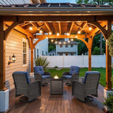 Patio Wicker Chairs Swivel Rocker – Outdoor Swivel Rocking Chairs Set of 2 with Rattan Side Table, Patio Swivel Glider Chair 3 Piece Patio Furniture Sets for Deck Porch Pool Brown/Blue