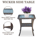 Patio Wicker Chairs Swivel Rocker – Outdoor Swivel Rocking Chairs Set of 2 with Rattan Side Table, Patio Swivel Glider Chair 3 Piece Patio Furniture Sets for Deck Porch Pool Brown/Blue