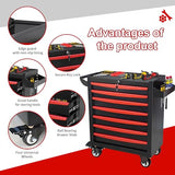 Rolling Tool Chest, Metal Tool Box with 5 Drawers, Lockable Garage Storage Cabinets Sliding Tool Drawer Cart on Wheels Toolbox Organization Workbench for Workshop Warehouse Repair Shop
