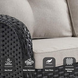 Patio Wicker Chairs Swivel Rocker – Outdoor Swivel Rocking Chairs Set of 2 with Rattan Side Table, Patio Swivel Glider Chair 3 Piece Patio Furniture Sets for Deck Porch Pool Brown/Blue