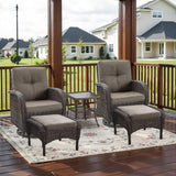 Patio Wicker Chairs Swivel Rocker – Outdoor Swivel Rocking Chairs Set of 2 with Rattan Side Table, Patio Swivel Glider Chair 3 Piece Patio Furniture Sets for Deck Porch Pool Brown/Blue