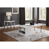 Bowery Hill Contemporary End Table in White High Gloss & Chrome