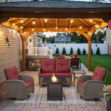 Patio Wicker Chairs Swivel Rocker – Outdoor Swivel Rocking Chairs Set of 2 with Rattan Side Table, Patio Swivel Glider Chair 3 Piece Patio Furniture Sets for Deck Porch Pool Brown/Blue