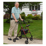 Drive Medical Adjustable Height Aluminum Frame Rollator with 6 Inch Casters, Red?? Last Day For Clearance