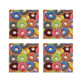Donuts Square Coasters for Drinks 4 Packs, Absorbent Heat-Resistant Ceramic Stone Coaster Desktop Protector with Cork Base for Kitchen Bar Home Decor, 3.9 Inch