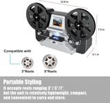 8mm Super 8 Reels to Digital MovieMaker Film Scanner Converter, Pro Film Digitizer Machine with 2.4 LCD, Silver (Convert 3 inch and 5 inch Film reels into Digital) with 32 GB SD Card