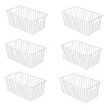 Freezer Wire Baskets, Kitchen Storage Organizer Bins for Chest and Upright Freezer, Refrigerator Dividers Containers with Handles – Pearl White (3)