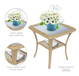Patio Wicker Chairs Swivel Rocker – Outdoor Swivel Rocking Chairs Set of 2 with Rattan Side Table, Patio Swivel Glider Chair 3 Piece Patio Furniture Sets for Deck Porch Pool Brown/Blue